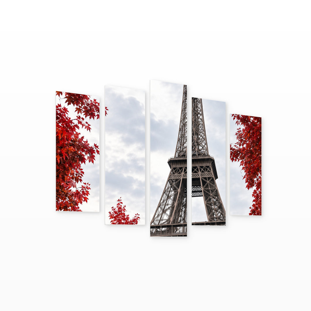 Autumn in Paris Landscape Study — five-panel wall art on white background in perspective | 5wallart 57696 M1