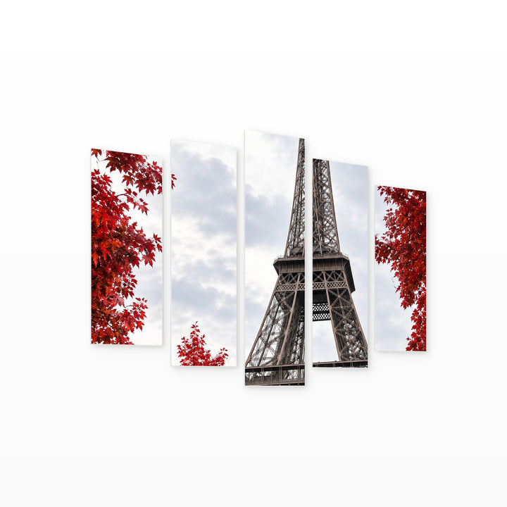 Autumn in Paris Landscape Study — five-panel wall art on white background in perspective | 5wallart 57696 M1