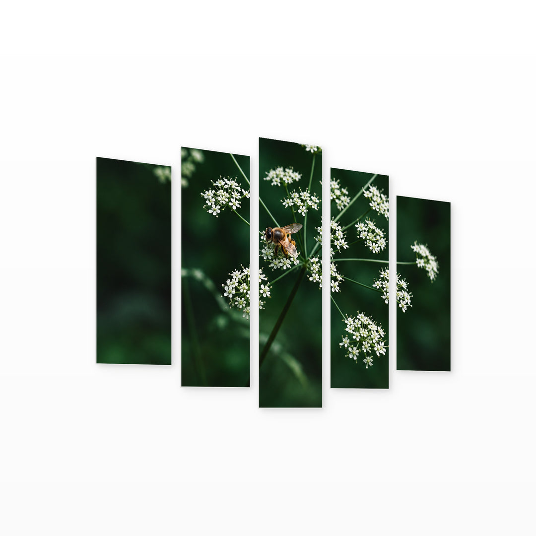 Forest Minimalism with Geometric Rhythm — five-panel wall art on white background in perspective | 5wallart 57700 M1