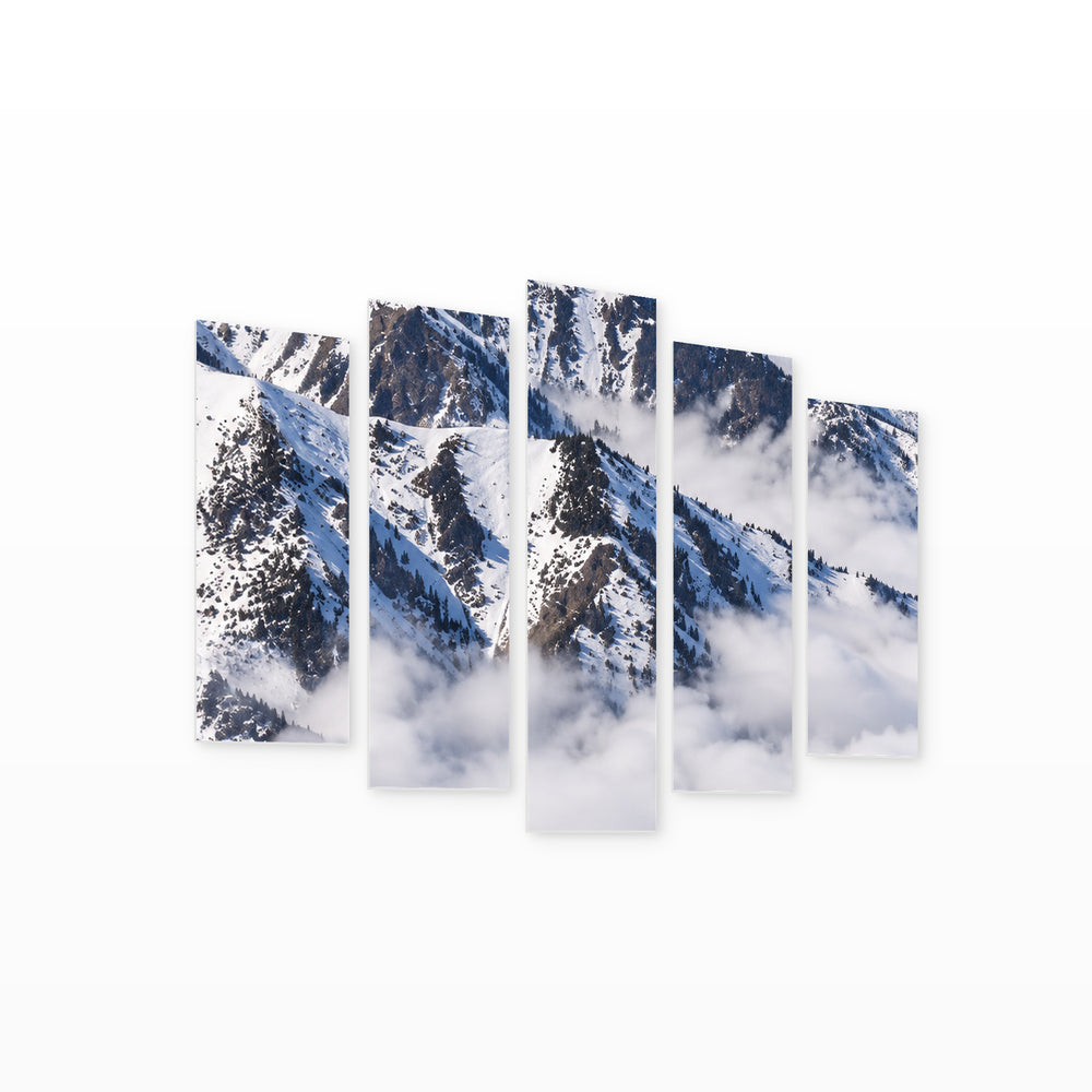 High in the Mountains in Vivid Color — five-panel wall art on white background in perspective | 5wallart 57710 M1