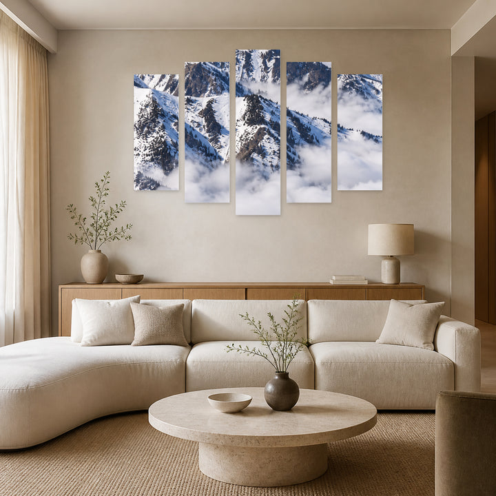 High in the Mountains in Vivid Color — five-panel wall art in alternate frontal interior | 5wallart 57710 M4
