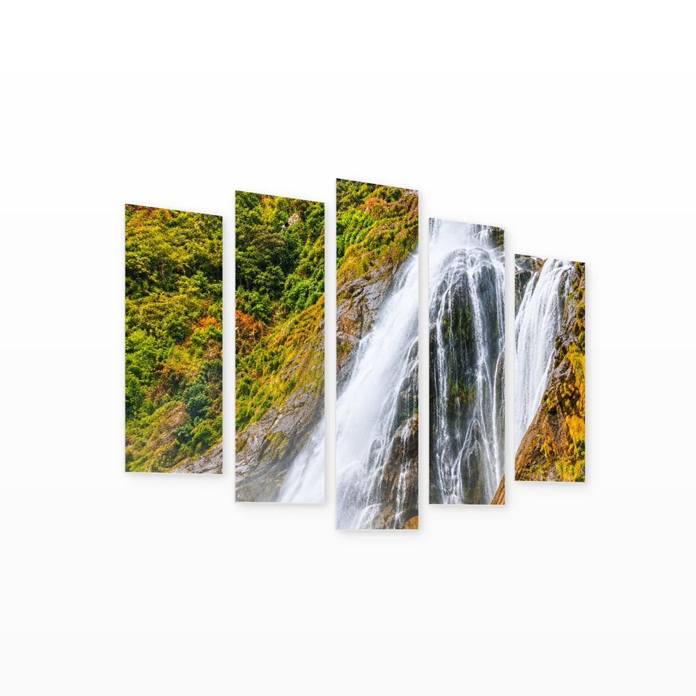 Unity with Geometric Rhythm — five-panel wall art on white background in perspective | 5wallart 57716 M1