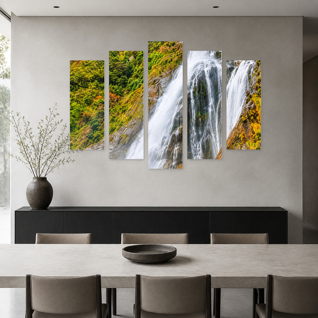 Unity with Geometric Rhythm — five-panel wall art in frontal interior | 5wallart 57716 M3