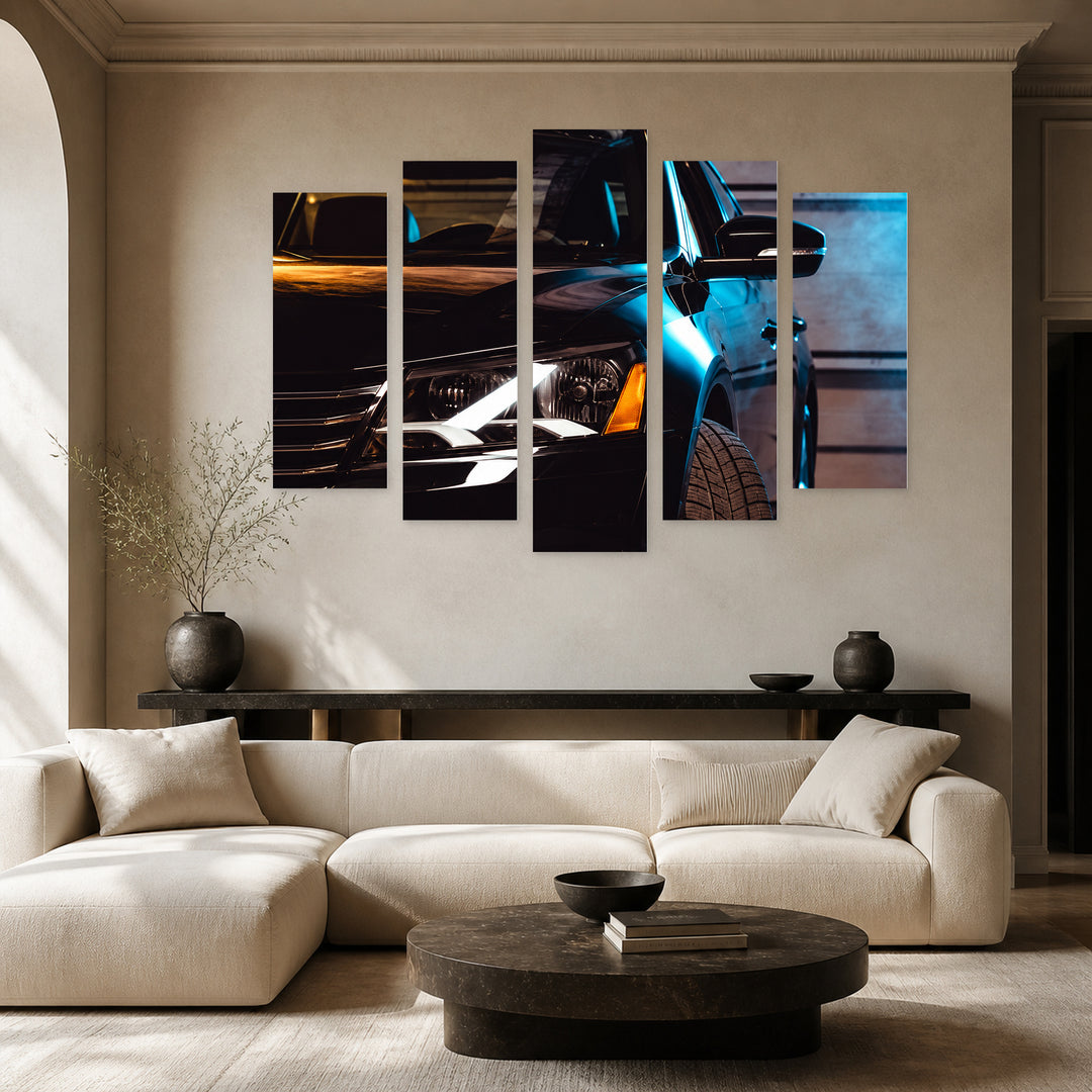 Ready for Adventure with Dramatic Contrast — five-panel wall art in frontal interior | 5wallart 57725 M3