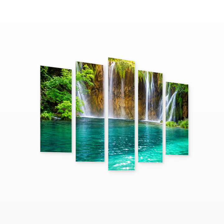 Idyllic Day in Serene Light — five-panel wall art on white background in perspective | 5wallart 57726 M1