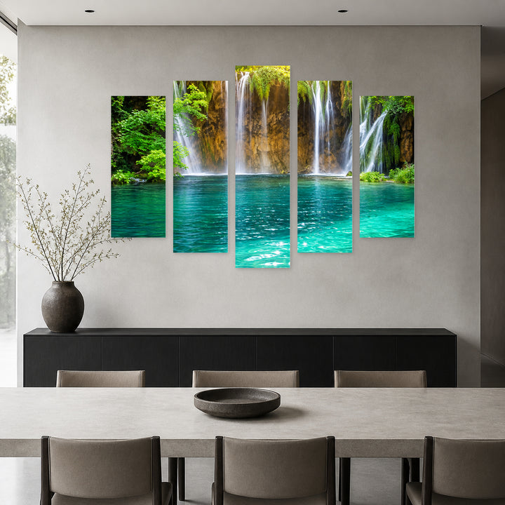 Idyllic Day in Serene Light — five-panel wall art in frontal interior | 5wallart 57726 M3