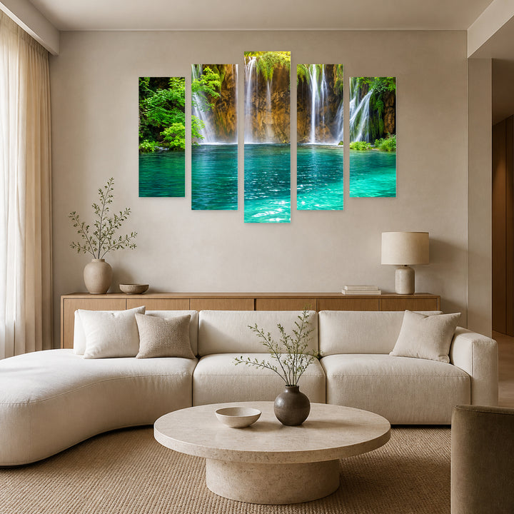 Idyllic Day in Serene Light — five-panel wall art in alternate frontal interior | 5wallart 57726 M4
