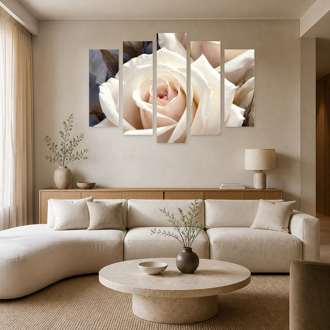 Blossoming Love in Vivid Color — five-panel wall art in frontal interior | 5wallart 57727 M3