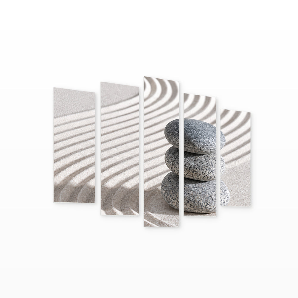 Spa Therapy with Geometric Rhythm — five-panel wall art on white background in perspective | 5wallart 57729 M1