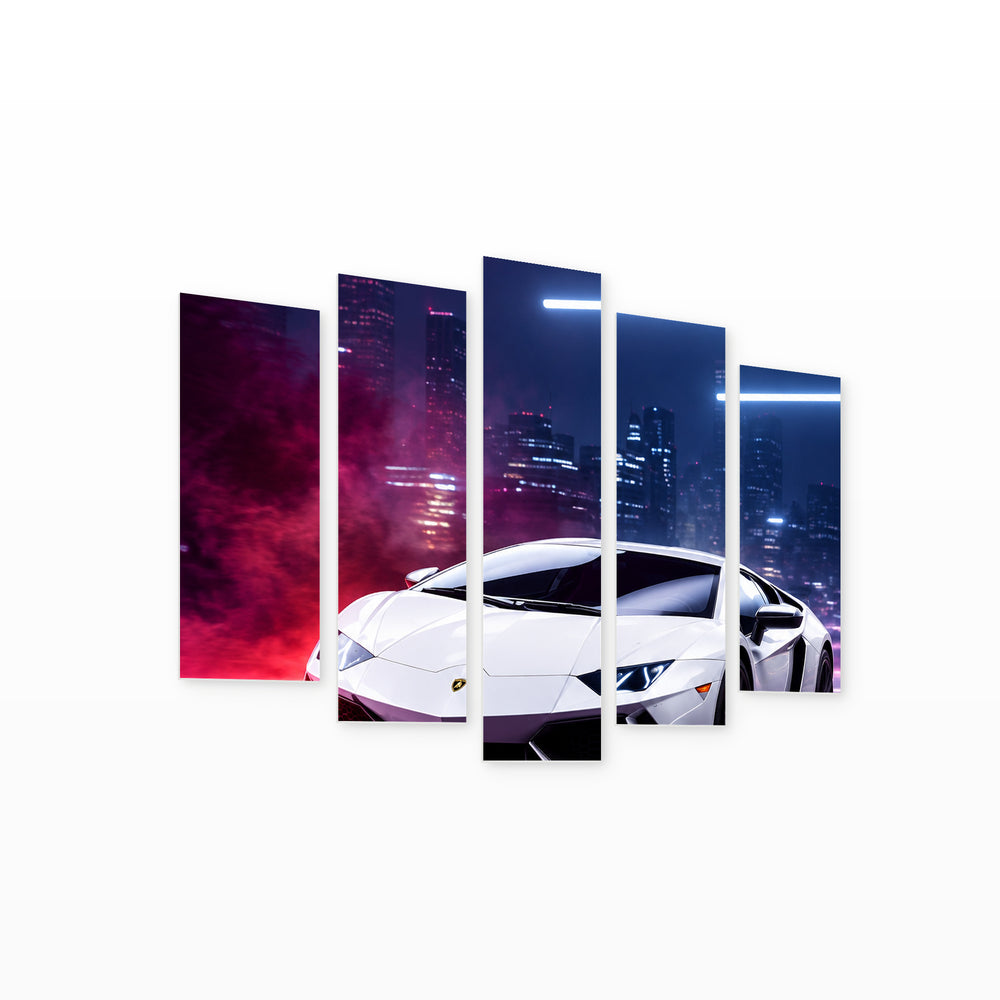 Adrenaline with Dramatic Contrast — five-panel wall art on white background in perspective | 5wallart 57731 M1