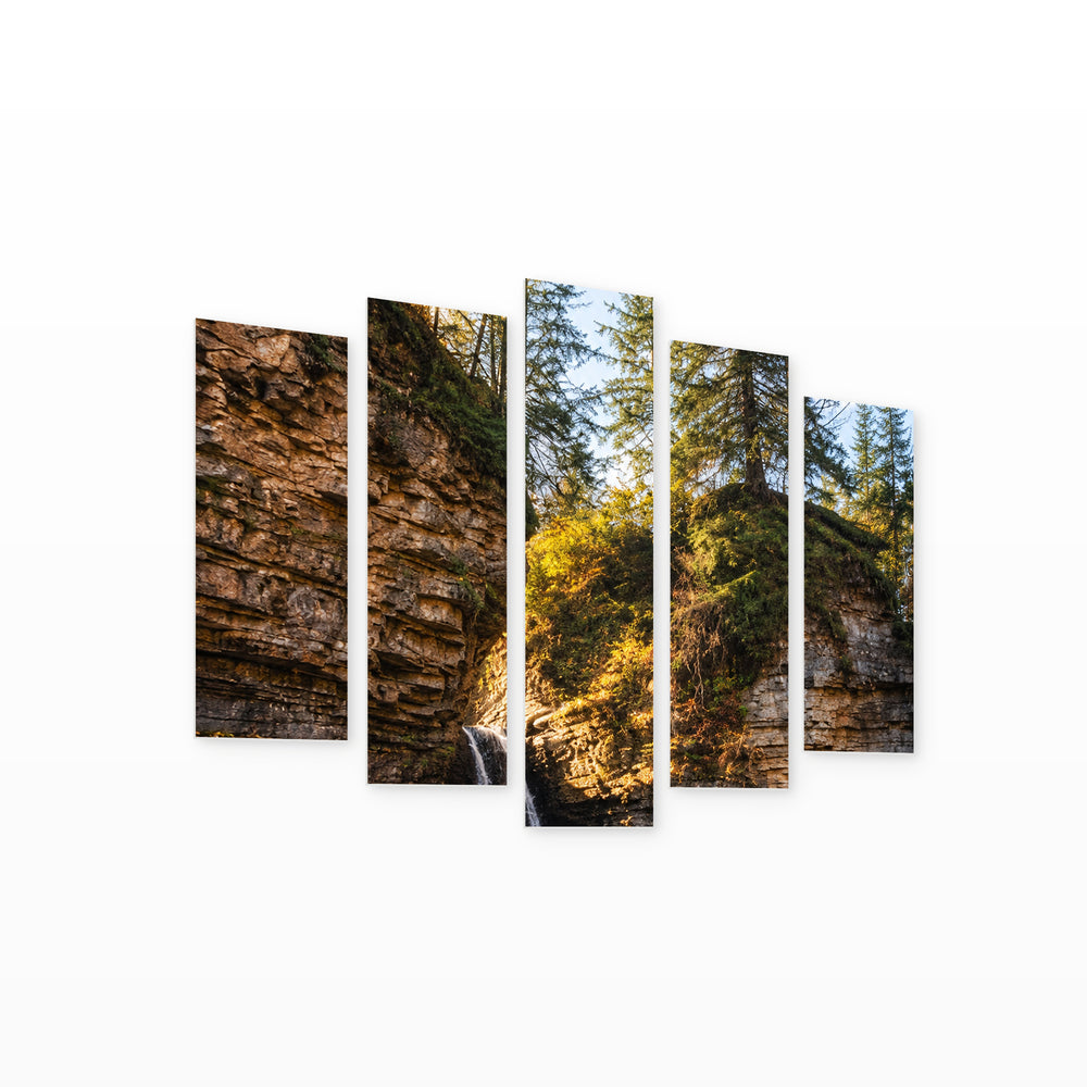 Timelessness with Geometric Rhythm — five-panel wall art on white background in perspective | 5wallart 57734 M1