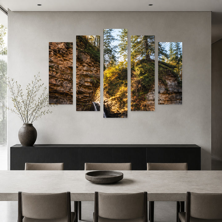 Timelessness with Geometric Rhythm — five-panel wall art in frontal interior | 5wallart 57734 M3