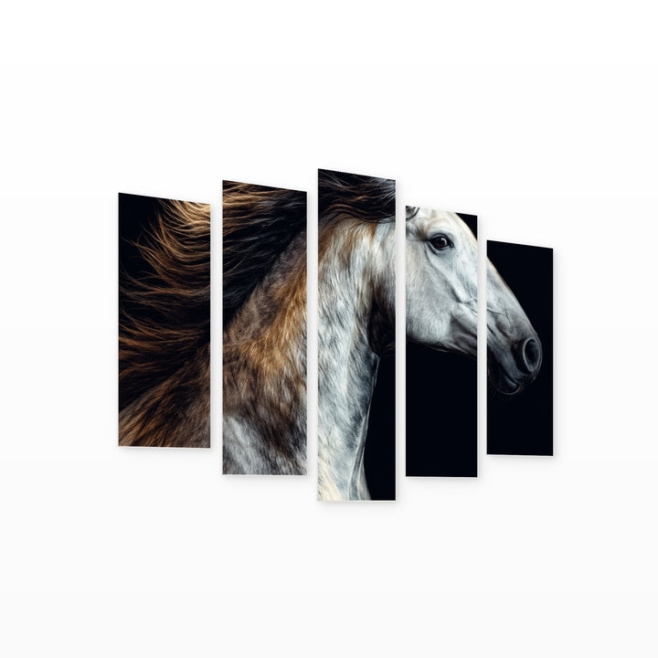 Whirlwind with Dramatic Contrast — five-panel wall art on white background in perspective | 5wallart 57735 M1