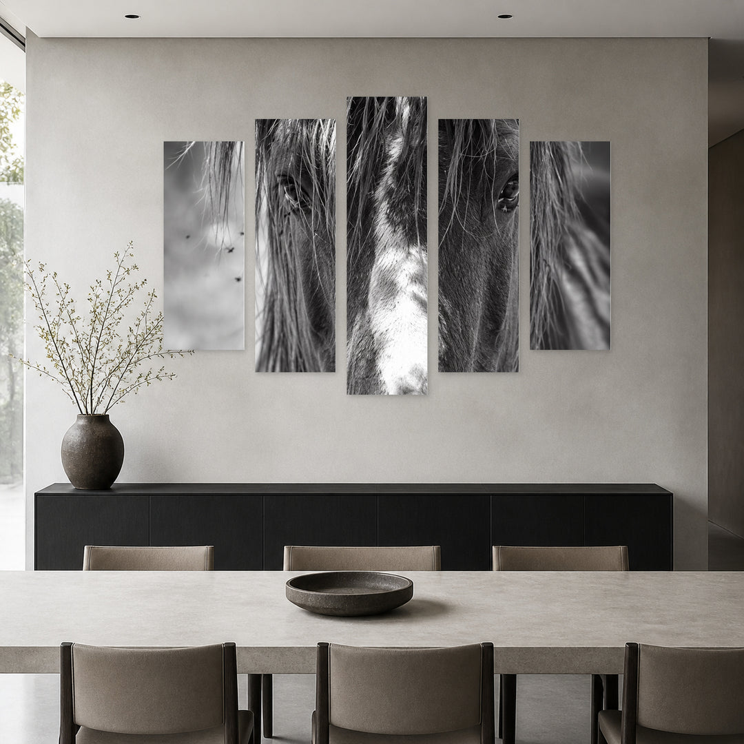 Horse Portrait in Serene Light — five-panel wall art in frontal interior | 5wallart 57736 M3