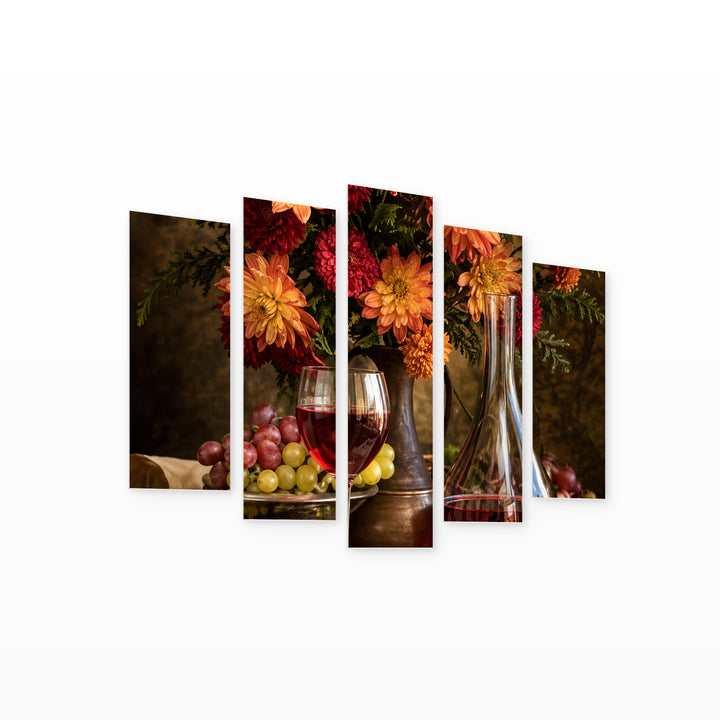 Winter Still Life in Serene Light — five-panel wall art on white background in perspective | 5wallart 57740 M1