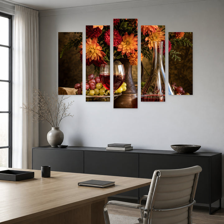 Winter Still Life in Serene Light — five-panel wall art in frontal interior | 5wallart 57740 M3