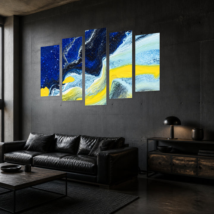 Creativity in Vivid Color — five-panel wall art in perspective interior | 5wallart 57752 M2