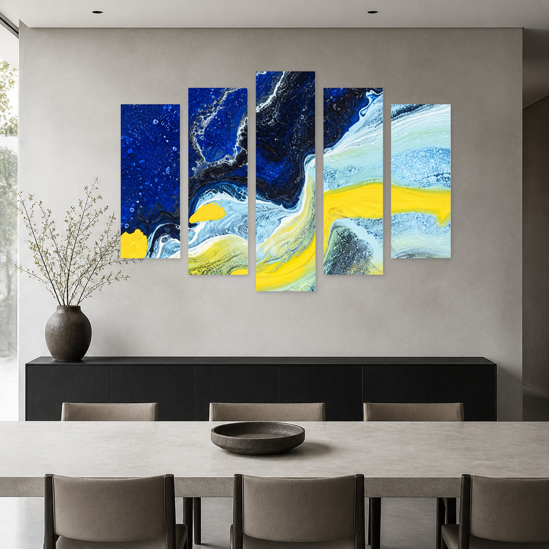 Creativity in Vivid Color — five-panel wall art in frontal interior | 5wallart 57752 M3