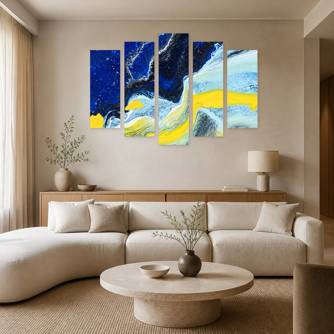 Creativity in Vivid Color — five-panel wall art in alternate frontal interior | 5wallart 57752 M4