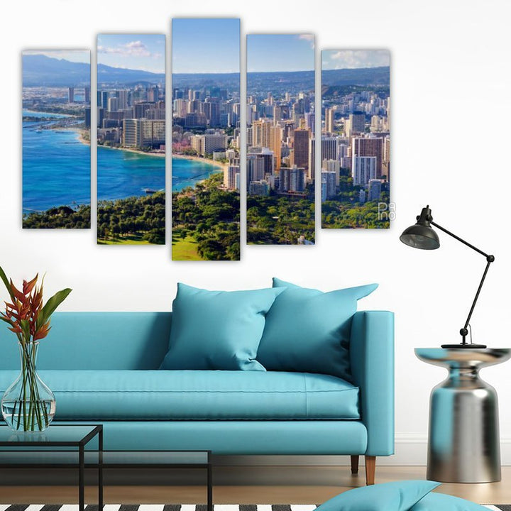 Incredible View of Honolulu – five-piece modular wall art