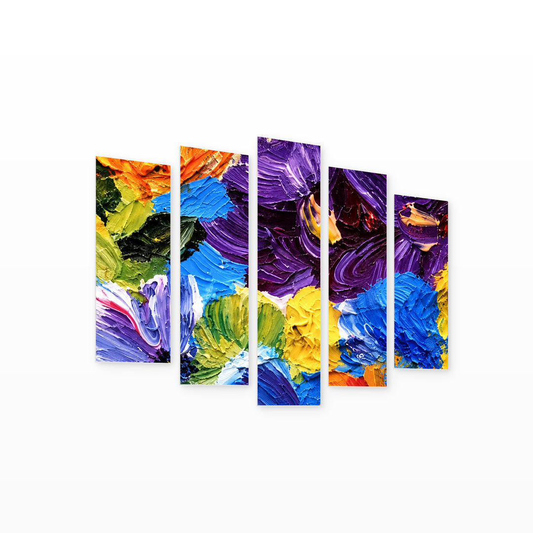Bouquet of Spring Flowers in Vivid Color — five-panel wall art on white background in perspective | 5wallart 57770 M1
