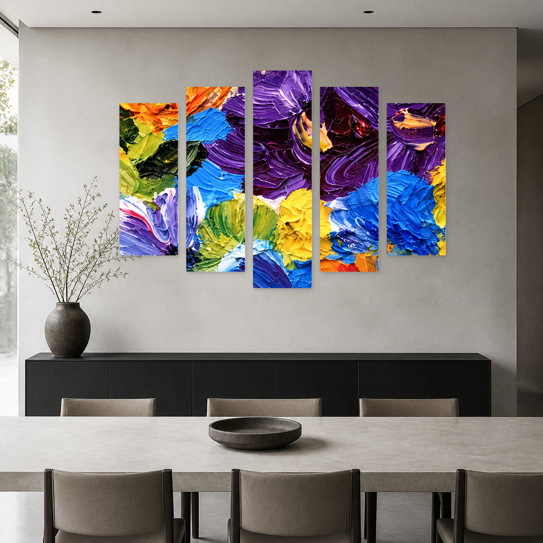 Bouquet of Spring Flowers in Vivid Color — five-panel wall art in frontal interior | 5wallart 57770 M3