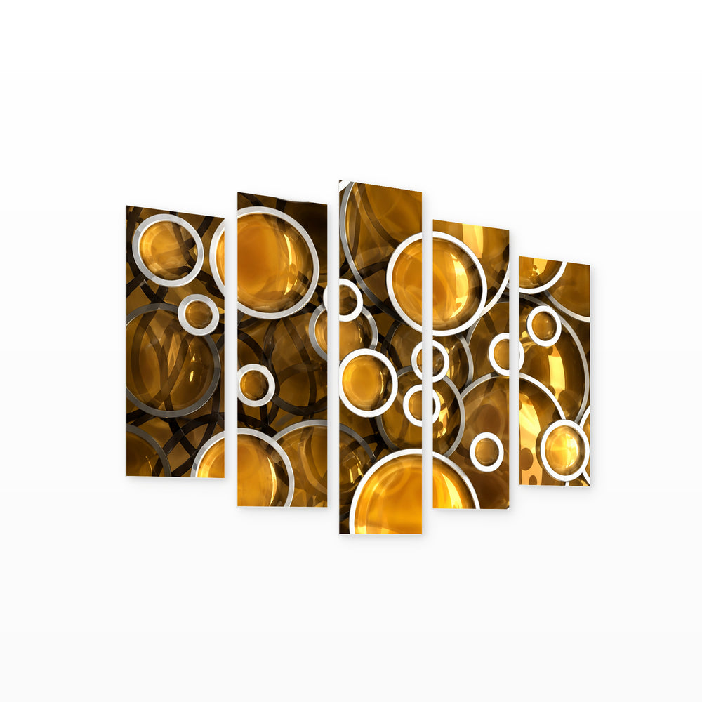 3D Mosaic in Vivid Color — five-panel wall art on white background in perspective | 5wallart 57798 M1