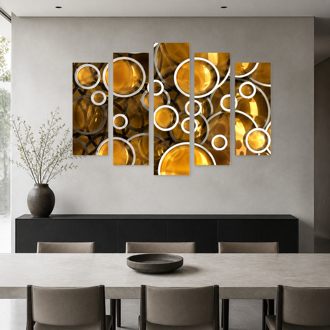 3D Mosaic in Vivid Color — five-panel wall art in frontal interior | 5wallart 57798 M3