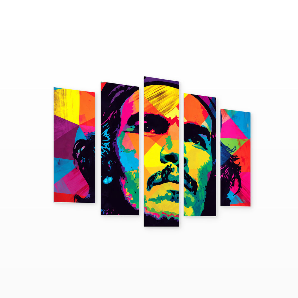 Che Guevara with Dramatic Contrast — five-panel wall art on white background in perspective | 5wallart 57816 M1