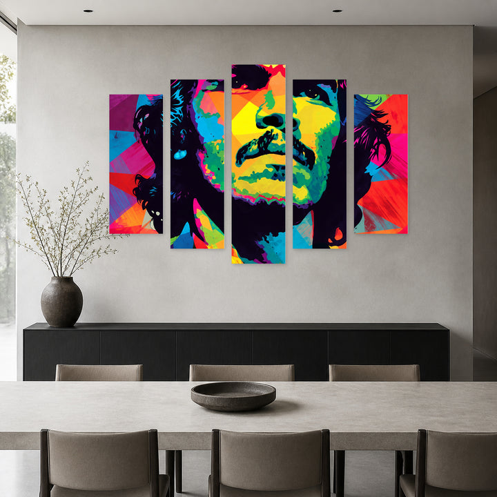 Che Guevara with Dramatic Contrast — five-panel wall art in frontal interior | 5wallart 57816 M3