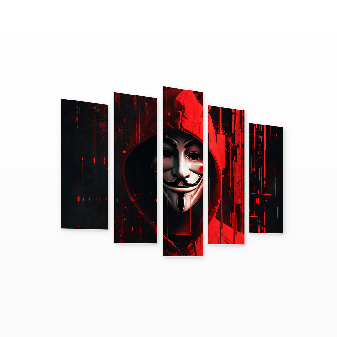 Anonymous Smile in Serene Light — five-panel wall art on white background in perspective | 5wallart 57829 M1