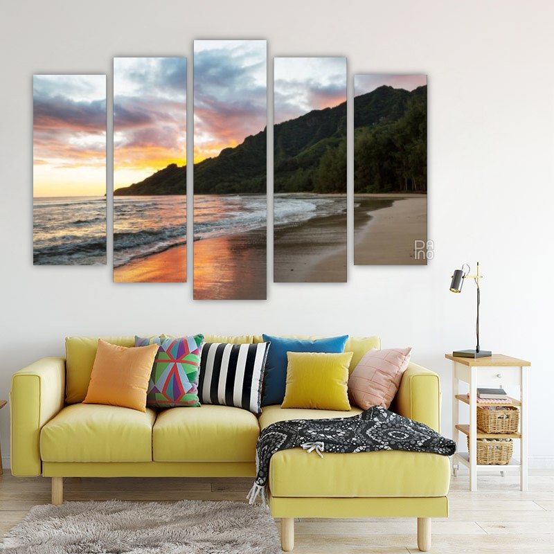 Amazing Hawaiian Beach at Sunset – five-piece modular wall art