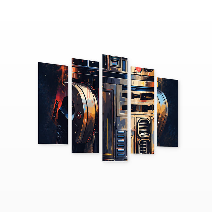 Cosmic Companion: Reflection of the Stars Landscape Study — five-panel wall art on white background in perspective | 5wallart 57830 M1
