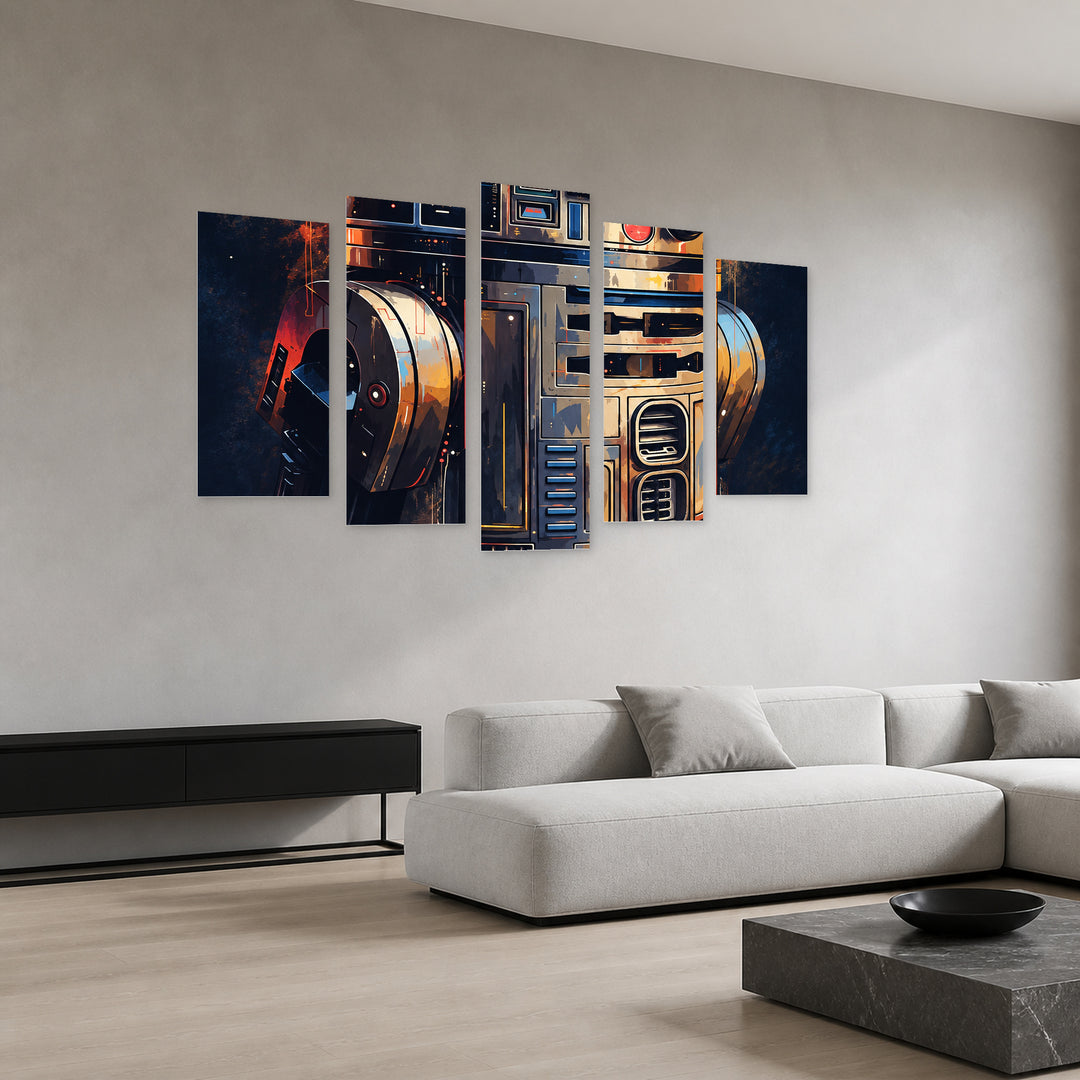 Cosmic Companion: Reflection of the Stars Landscape Study — five-panel wall art in perspective interior | 5wallart 57830 M2