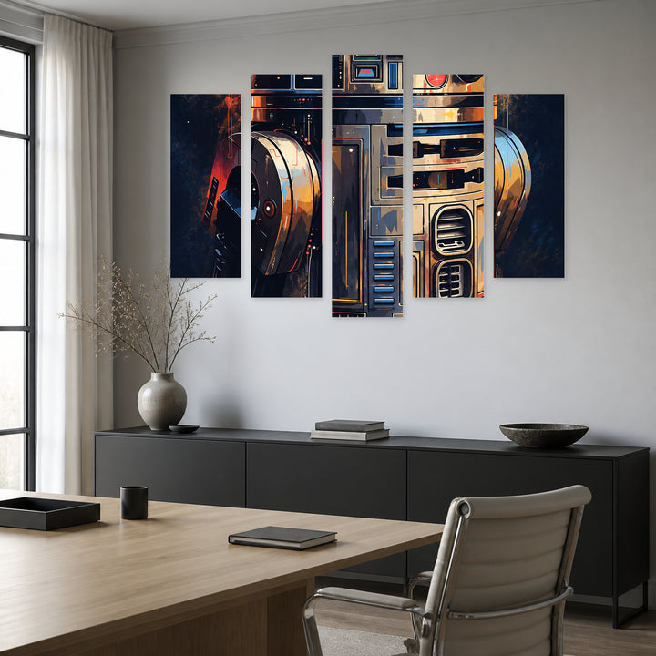 Cosmic Companion: Reflection of the Stars Landscape Study — five-panel wall art in frontal interior | 5wallart 57830 M3