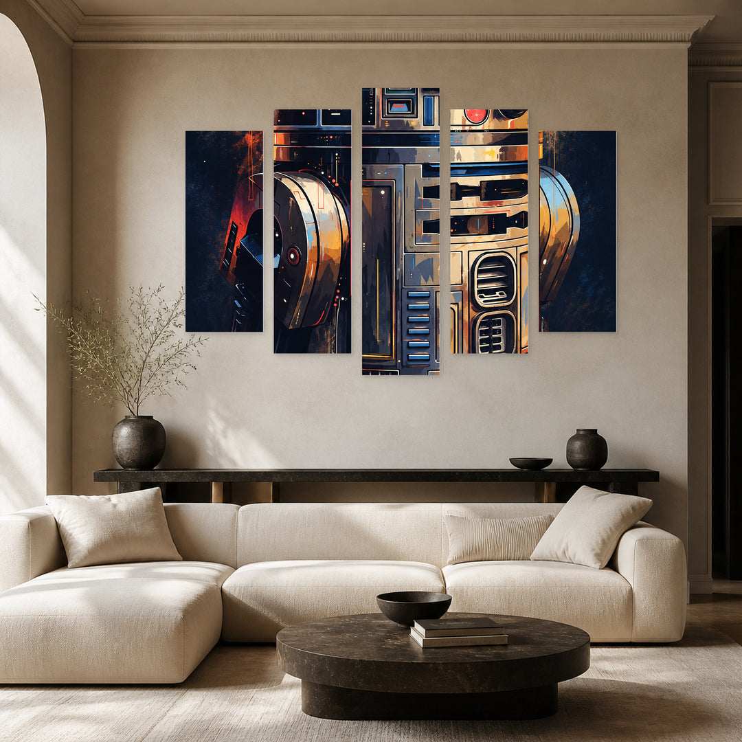Cosmic Companion: Reflection of the Stars Landscape Study — five-panel wall art in alternate frontal interior | 5wallart 57830 M4