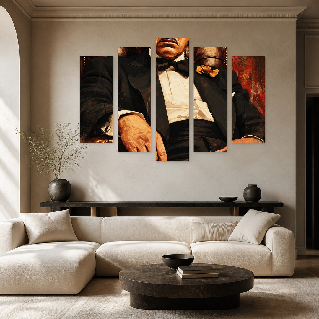 Godfather with Dramatic Contrast — five-panel wall art in frontal interior | 5wallart 57835 M3