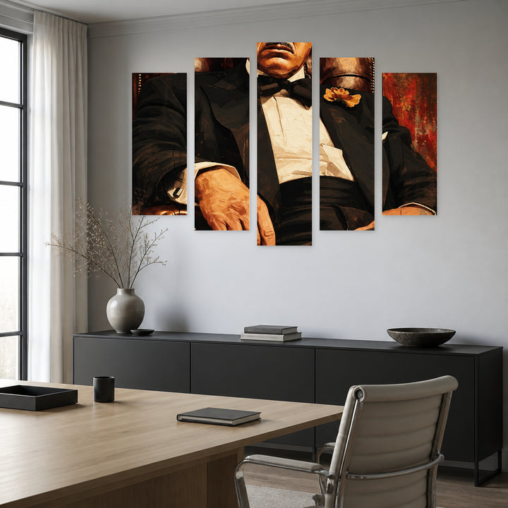 Godfather with Dramatic Contrast — five-panel wall art in alternate frontal interior | 5wallart 57835 M4