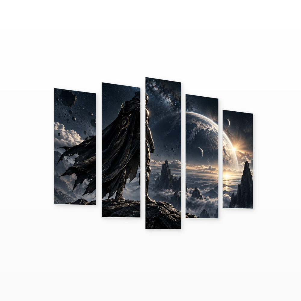 Darth Vader with Dramatic Contrast — five-panel wall art on white background in perspective | 5wallart 57837 M1