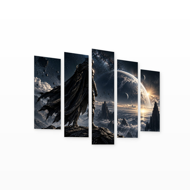 Darth Vader with Dramatic Contrast — five-panel wall art on white background in perspective | 5wallart 57837 M1