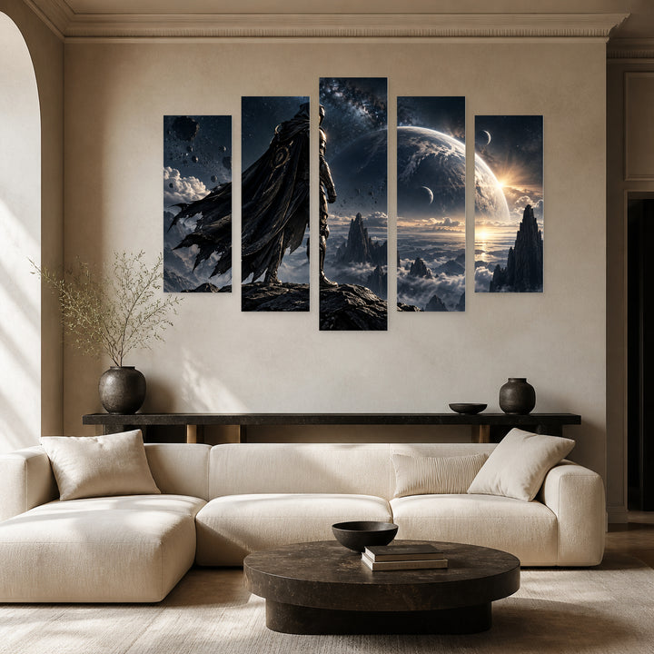 Darth Vader with Dramatic Contrast — five-panel wall art in frontal interior | 5wallart 57837 M3