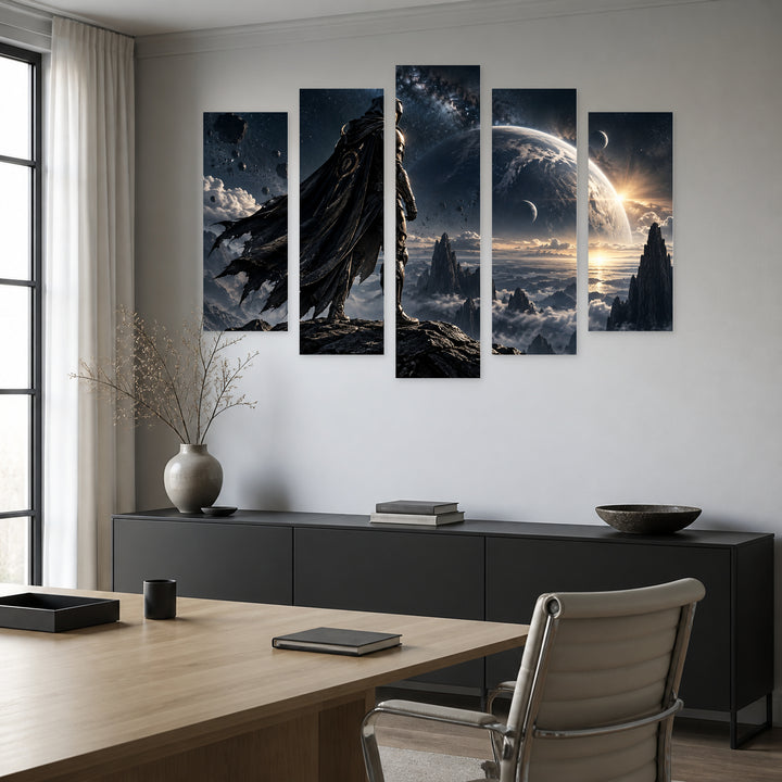 Darth Vader with Dramatic Contrast — five-panel wall art in alternate frontal interior | 5wallart 57837 M4