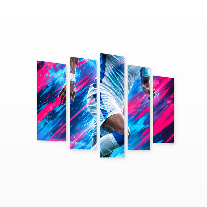 Speed and Passion with Geometric Rhythm — five-panel wall art on white background in perspective | 5wallart 57840 M1