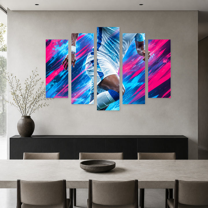 Speed and Passion with Geometric Rhythm — five-panel wall art in frontal interior | 5wallart 57840 M3