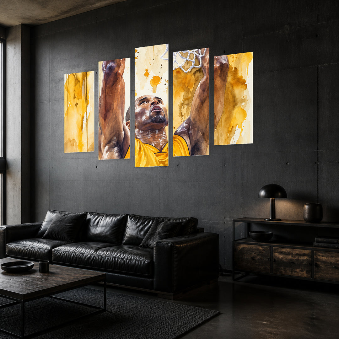 Subtle Shapes in Motion — five-panel wall art in perspective interior | 5wallart 57842 M2