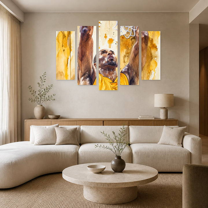 Subtle Shapes in Motion — five-panel wall art in alternate frontal interior | 5wallart 57842 M4