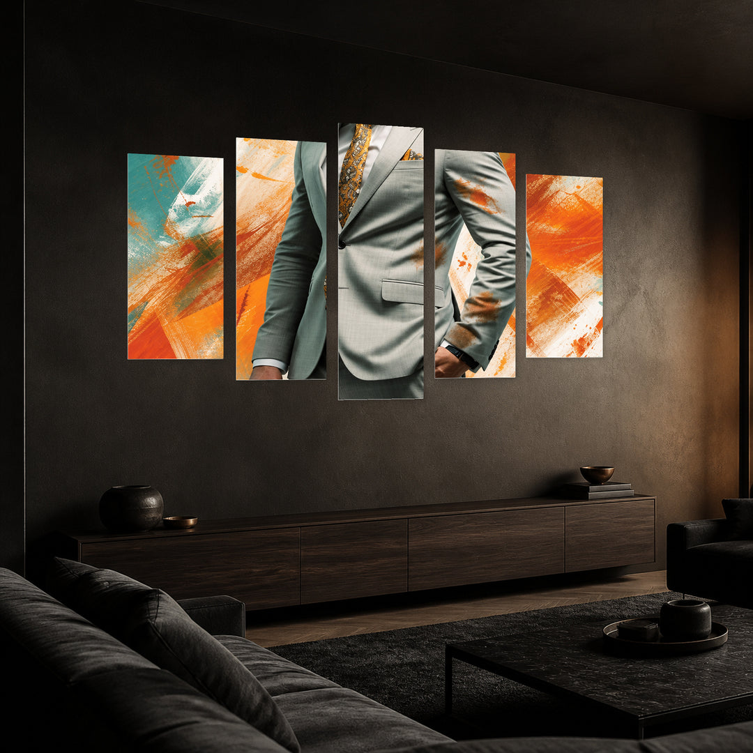 Elegant Power in Serene Light — five-panel wall art in perspective interior | 5wallart 57843 M2