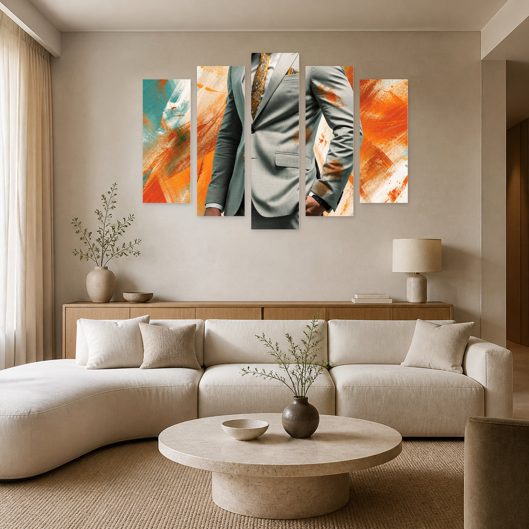 Elegant Power in Serene Light — five-panel wall art in frontal interior | 5wallart 57843 M3