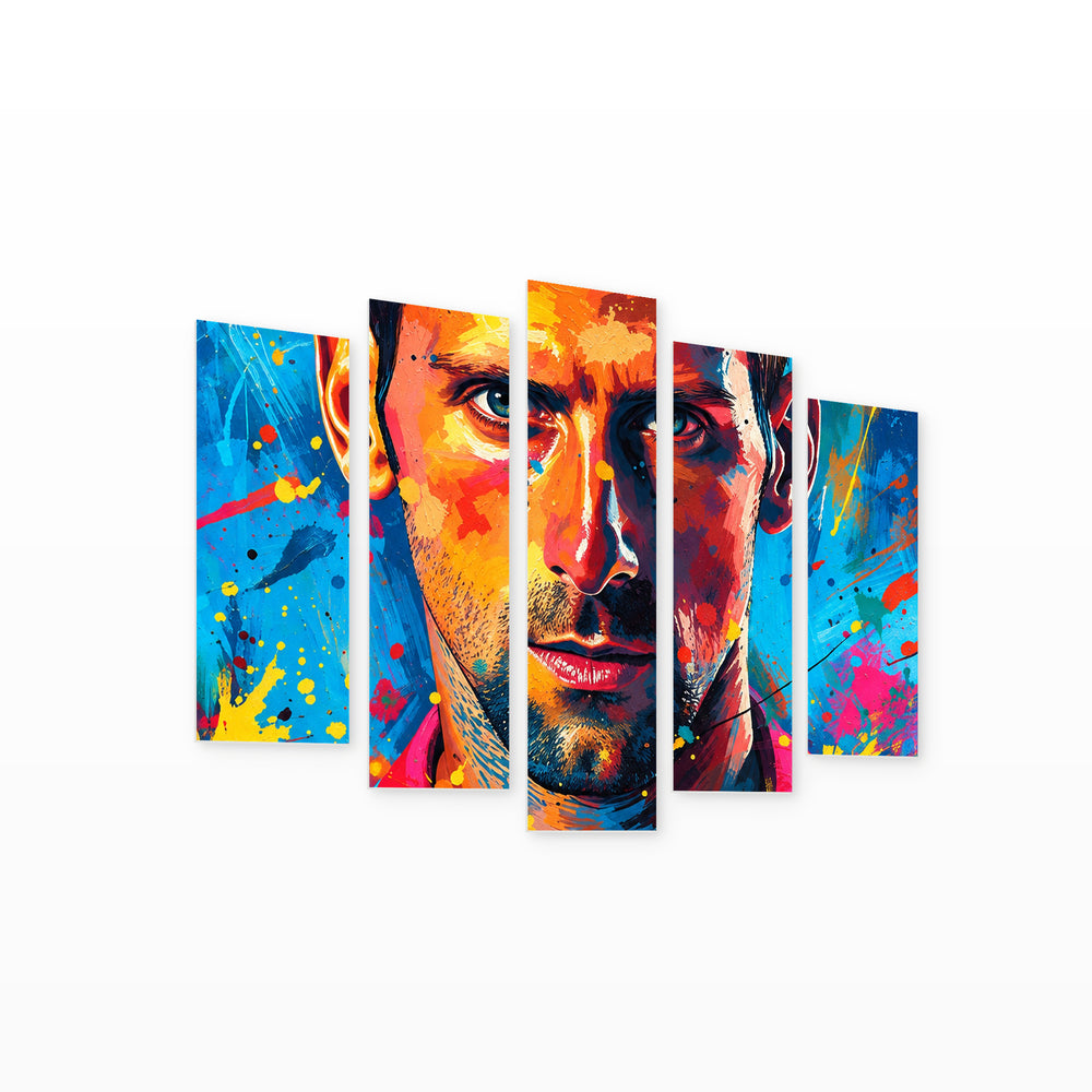 Champion's Gaze with Dramatic Contrast — five-panel wall art on white background in perspective | 5wallart 57850 M1