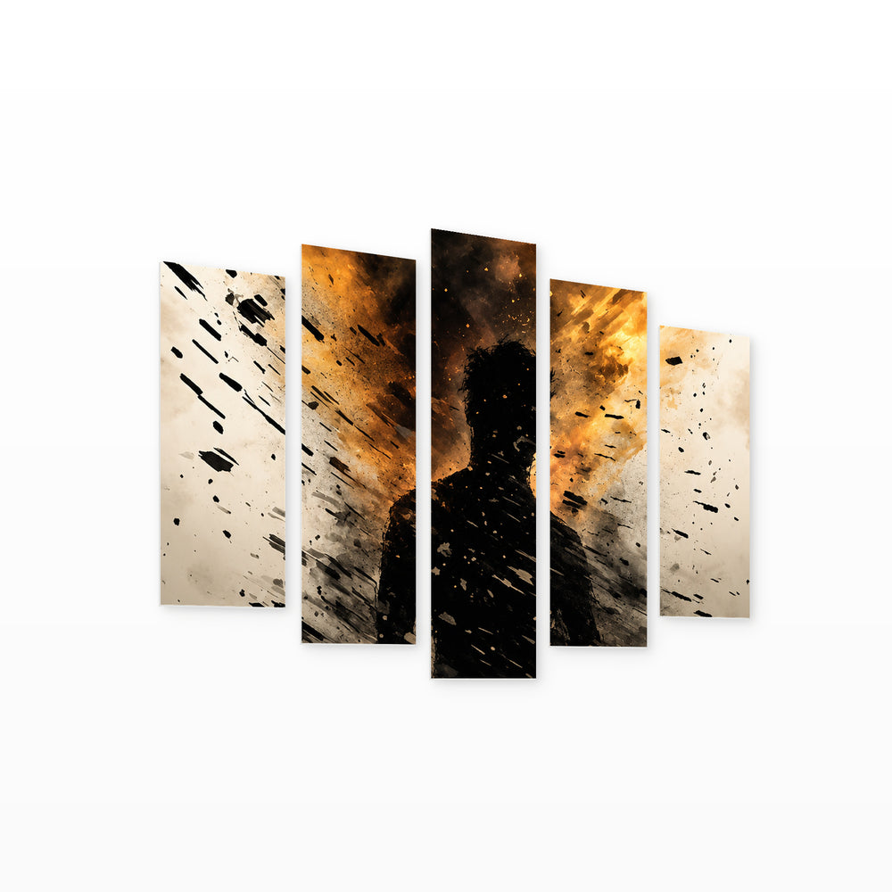 Living Dead with Dramatic Contrast — five-panel wall art on white background in perspective | 5wallart 57851 M1